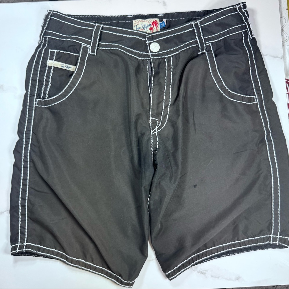 True Religion Black and White swim/athletic Shorts Relaxed Fit